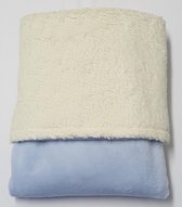 little feet - baby - winter dekentje - 100 x 75 cm - babyblauw wellness fleece - KATOEN teddy - crème - WIEG - KINDERWAGEN