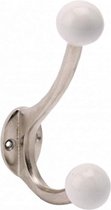 CGB Nickel Twin Hook With White Ceramic Ball | From CGB Giftware's The Ironworks Range | Hook | Iron |