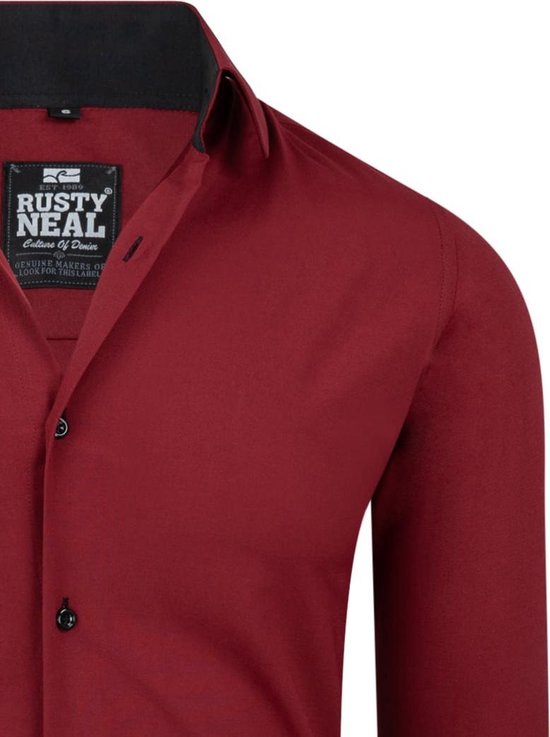 Heren overhemd bordeaux - rood - Rusty Neal - r-44 | bol.com