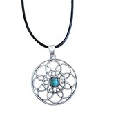 Lange Ketting- Metaal- Turquoise- Rond- 70 cm- Dames- Charme Bijoux