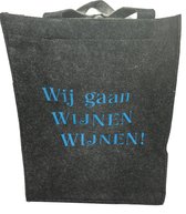 Vilten tas tijd om te wijnen (blauw opschrift) - grijs  - cadeau - Geschenk - Gift - Valentijn - Moederdag - Vaderdag