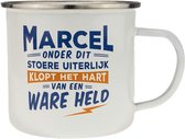Mok - Top vent - Marcel - Geëmailleerd - Gevuld met een dropmix - In cadeauverpakking