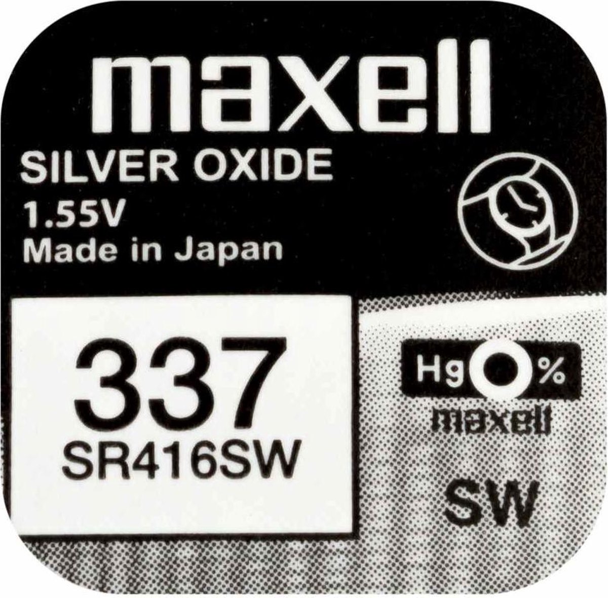 MAXELL 337 / SR416SW zilveroxide knoopcel horlogebatterij 2 (twee) stuks