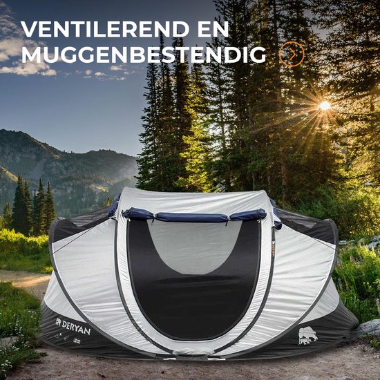 Deryan Luxe Cocoon Pop Up Tent - Anti-UV 50+ 2 Seconds - Zilver/ Zwart - 2 Persoons van Merkloos — afbeelding 3