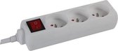 Perel Stekkerdoos met schakelaar, 3 stopcontacten met penaarde (type E), kabel 3 m, 3G1.5, gebruik binnenshuis, wit