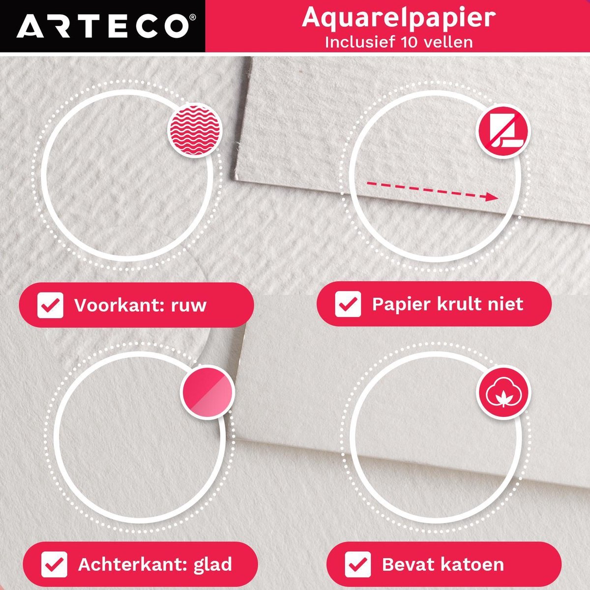 ARTECO® 10 Fijne Penselen Incl. Aquarelpapier - Penselenset - Penselen - Kwasten – Kalligrafie, Schilderen op Nummer, Miniatuur — afbeelding 7