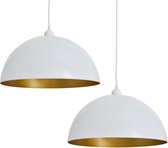 2x hanglampen - set van 2 - lamp - wit / goud - rond - industrieel - tafellampen - woonkamer - kantoor - slaapkamer - hanglamp - plafondlamp
