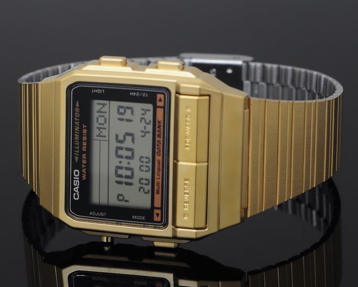 Casio horloge DB-380G-1D databank goudkleurig