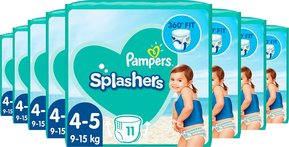 Pampers Splashers - Maat 4-5 (9 - 15kg) - Voordeelverpakking 8 x 11 Wegwerpbare Zwemluiers - Pampers