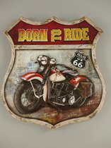 wandbord - retro reclame born to ride - Metaal - 3 cm hoog