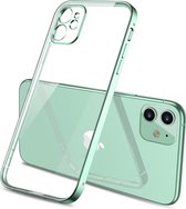 iPhone 12 Pro Hoesje – Groen – Green – Luxe – Schokbestendig – Transparant – Silicone  – Cover –  Backcover - Clear - Geschikt voor Apple – Case – Shockproof - Bescherming – Smartphone –  Tel