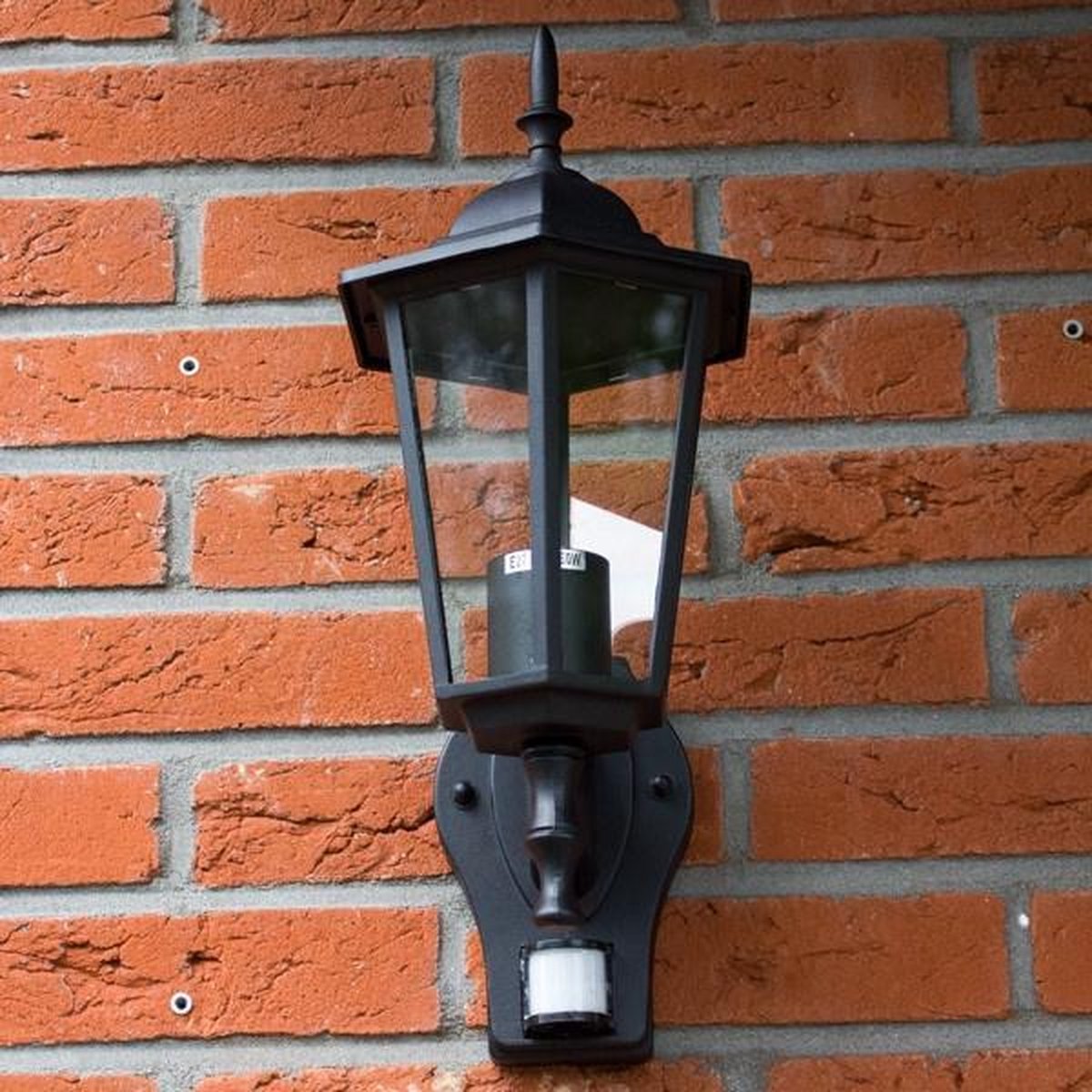 Specilights Tuin Wandlamp Lantaarn Cefalù Zwart met Sensor