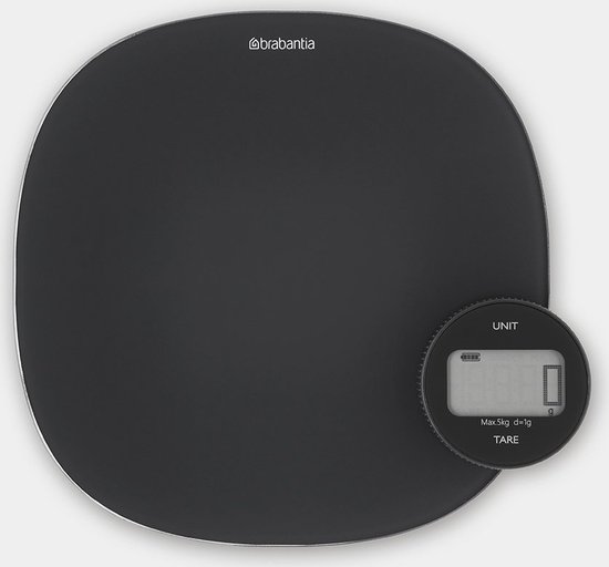 Brabantia Tasty+ Keukenweegschaal Digitaal - geen Batterij nodig - Dark Grey