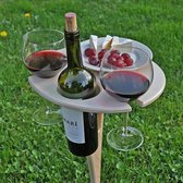 Opvouwbare wijntafel - Picknicktafel - Wijn Bijzettafel - mannen gadget - vrouwen cadeautjes - Moederdag cadeautje - bijzettafel rond - hout