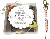 Sleutelhanger en doosje snoep | JUF | roze | bedankt juf | einde schooljaar | topjuf | liefste juf