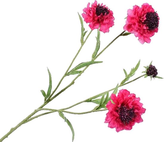 Silk-ka Kunstbloem-Zijden Bloem-Scabiosa Tak Beauty Zijde Paars-Roze 80 cm