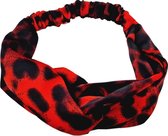 Haarband Twist Panter Print Zwart Rood
