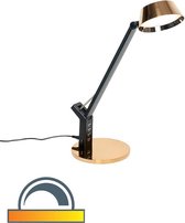 QAZQA edward - Design LED Dimbare Tafellamp  met Dimmer - 1 lichts - H 450 mm - Goud/messing -  Woonkamer | Slaapkamer | Keuken