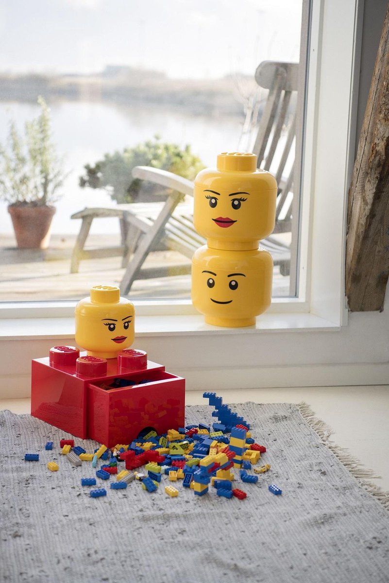 Boîte de rangement LEGO Tête Garçon- Large - H 27 x L 24 cm - Jaune | bol