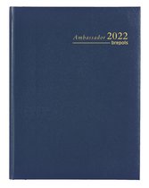 Brepols Agenda 2022 - Ambassador - Uitgestanste maandtabs - Lima Kunstleder - 17 x 22 cm - Blauw