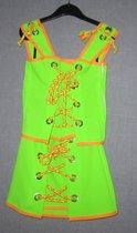 verkleedkleding 1099, moeder en dochter set , kinderen, neon groen, maat 140