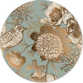 Muurcirkel - Wandcirkel - Wooncirkel - 50 CM doorsnede - Goud - Vogels