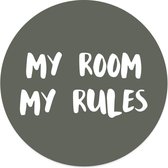Muurcirkel kids my room my rules groen 120 cm / Dibond