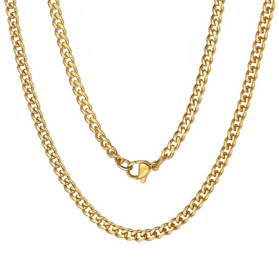 Fako Bijoux® - Schakelketting Staal - RVS - Gourmette - Cuban Link - 5mm - 45cm - Goudkleurig