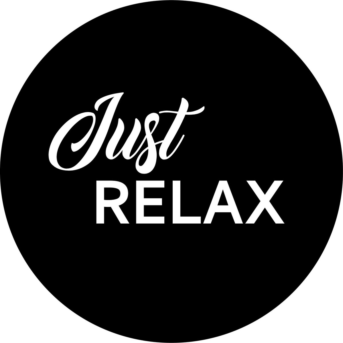 Schilderij Woonkamer - Muurcirkel Just Relax - buiten en binnen - tekst - tuindecoratie - Ø 50 cm