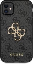 Zwart hoesje van Guess - Backcover - iPhone 11 - 4G - Hardcase TPU - Big Metal Logo