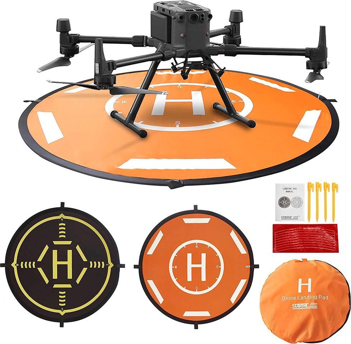 MMOBIEL Universele Drone Landing Pad Waterdichte Helipad 55 cm / 21.6 inch Oranje / Zwart