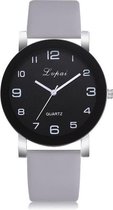 LVPAI Quartz Horloge | Grijs & Zwart | PU Lederen Band | By Jendi