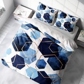 Nice Dreams - Dekbedovertrek - Hexagon Blauw Goud - Lits-jumeaux 240 x 220 cm