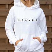 Hoodie Homies - Wit - Sweater Capuchon - Heren & Dameshoodie - Unisex M