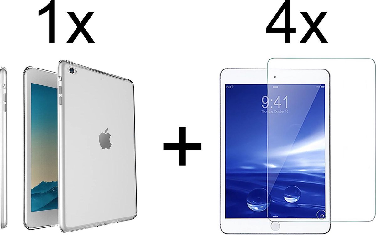 iPad Mini 2 Hoes Transparant siliconen - iPad mini 2 - iPad 7.9 Inch hoes - 4 x Screenprotector iPad Mini 2