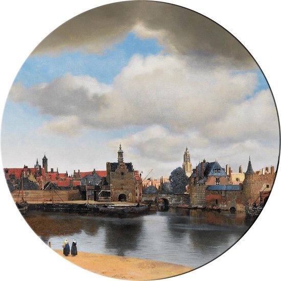 Muurcirkel View of Delft - buiten en binnen - oude meester - tuindecoratie - Ø 50 cm