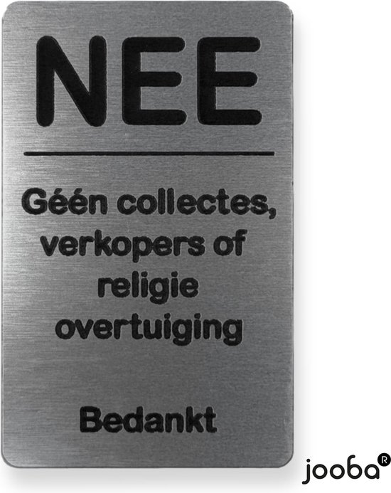 NEE collectes verkopers - Nee sticker - Zwart / RVS kleur - Vriendelijk -... bol.com