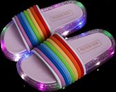 LED Slippers Regenboog - Roze - Maat 27