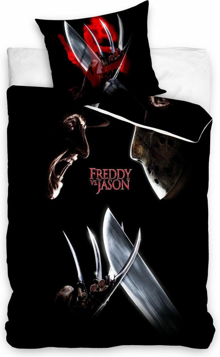 Dekbedovertrek Freddy vs. Jason- Horror- griezel dekbed- Halloween - Katoen- 1 persoons- 140x200- slaapkamer.