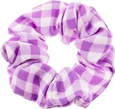 Nouka scrunchie, licht paarse ruit