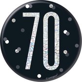Button 70 Jaar Zwart 7cm