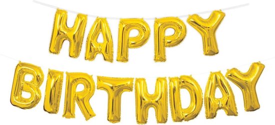 Gouden Gelukkige Verjaardag Folie Letter Balloon Banner Kit 14"