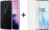 OnePlus 7 Pro hoesje siliconen case transparant - Full Glue - 1x Beschermglas OnePlus 7 Pro Screenprotector