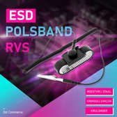 Antistatische ESD Polsband - RVS - Game PC Bouwen - Statische ontlading - Reparatie armband - ESD Band - Zwart
