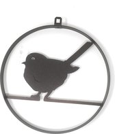 Ronde Muurdecoratie Vogel Silhouet Metaal Roest Donkerbruin Decoratie Wanddecoratie
