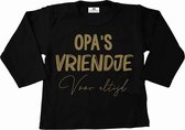 T-Shirt baby-dreumes-opa's vriendje voor altijd-zwart-goud-Maat 92