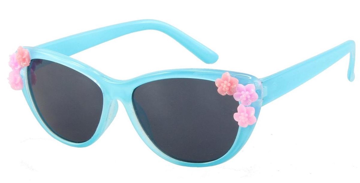 Zonnebril Kinderen - Bloemen - UV400 bescherming Cat. 3 - Glazen 46 mm - Blauw