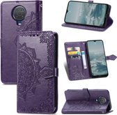 Voor Nokia 6.3 Mandala Embossing Patroon Horizontale Flip Leren Case met Houder & Kaartsleuven & Portemonnee & Lanyard (Paars)