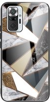 Voor Geschikt voor Xiaomi Redmi Note 10 Pro / Note 10 Pro Max Abstract Marble Pattern Glass beschermhoes (Rhombus Golden)