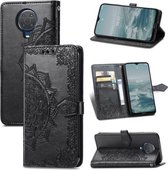 Voor Nokia 6.3 Mandala Embossing Patroon Horizontale Flip Leren Case met Houder & Kaartsleuven & Portemonnee & Lanyard (Zwart)